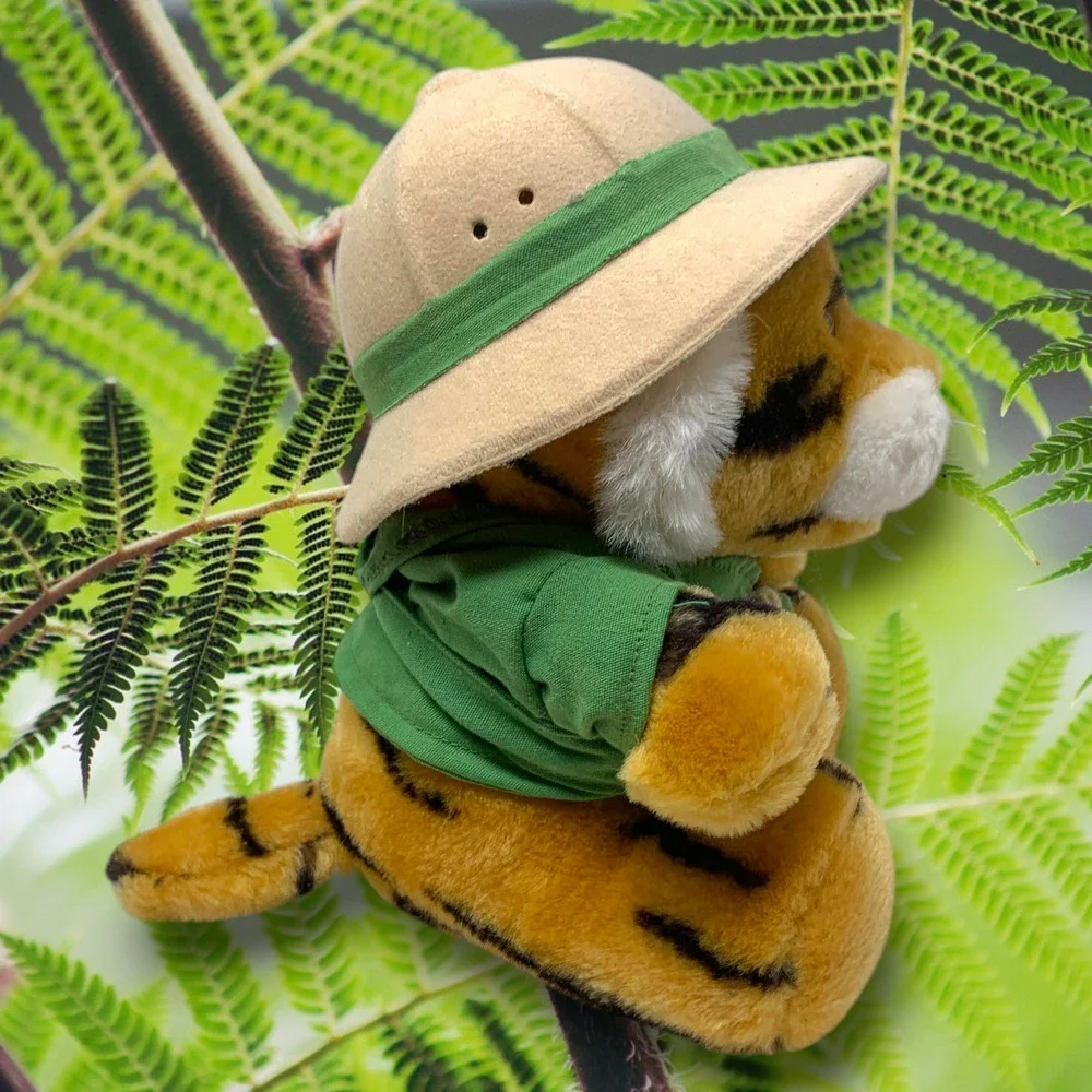 Vtg 1987 Dakin Fun Farm Safari Tiger Brown Plush 14 Inch Green Original Jacket